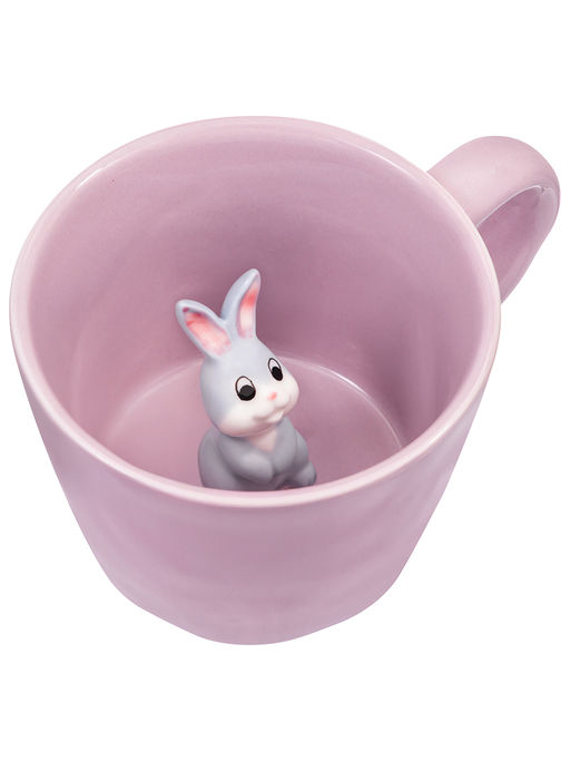 Кружка 300 мл 14*10*7,5 см "Зайчик" с фигуркой внутри, фарфор