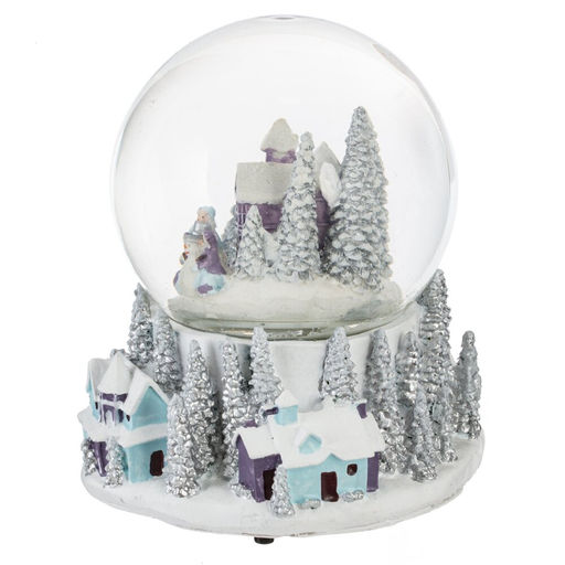 Фигур декор в стекл шаре "Снеговик/Дом" (подсв, муз, вьюга, AAAх3 н/п), D 10 см, L12 W11,5 H14 см, 2
