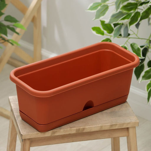 Балконный ящик для цветов, 6.4 л, 40×18.5×15 см, пластиковый, цвет терракот