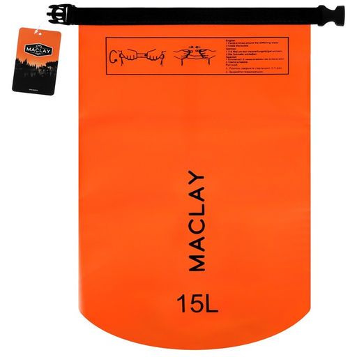 Гермомешок туристический Maclay 15L, 500D, цвет оранжевый  фото 8