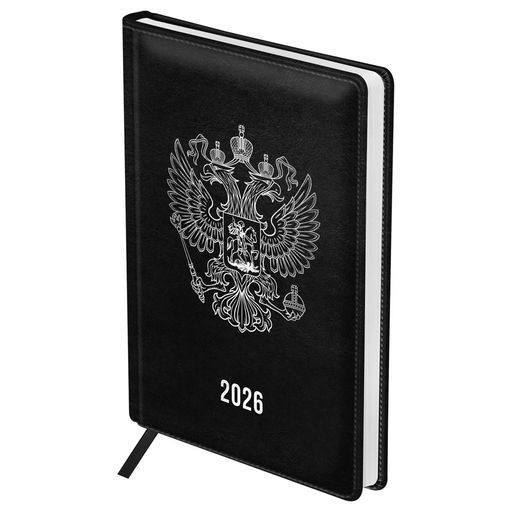 Ежедневник BG 2026г. А5 176л. "Орел" (DdA5_09309) черный, тв.переплет, кожзам