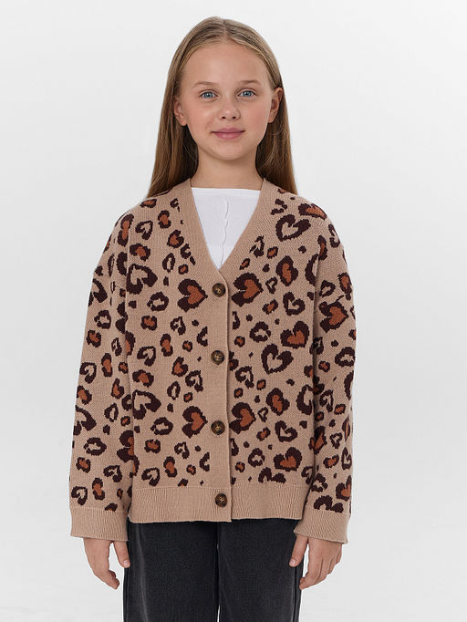 Кардиган для девочек с леопардовым принтом