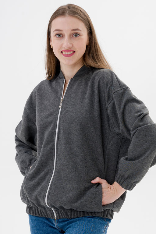 Бомбер из коттон фита антрацит макси - Амадэль фото 8