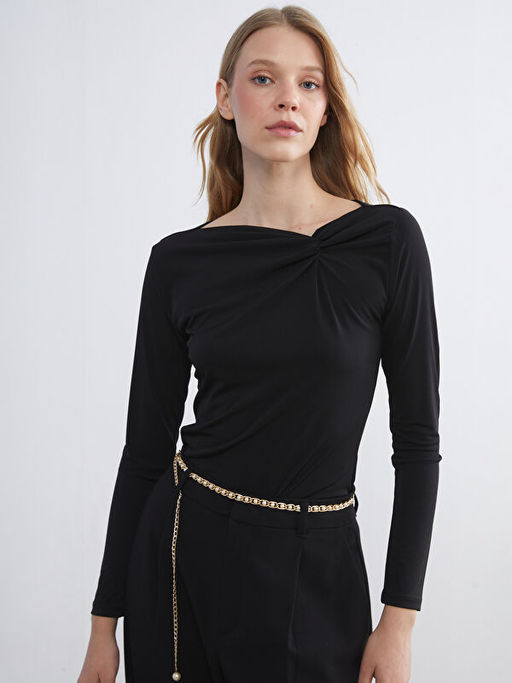 Asimetrik Yaka B?zg?l? Bluz