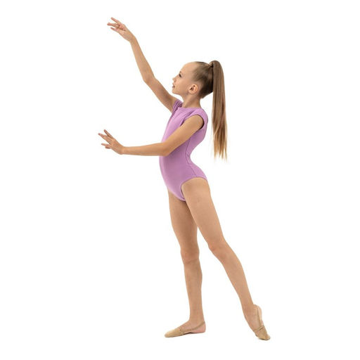 Купальник гимнастический Grace Dance, с укороченным рукавом, вырез лодочка, р. 42, цвет фиалковый  фото 8