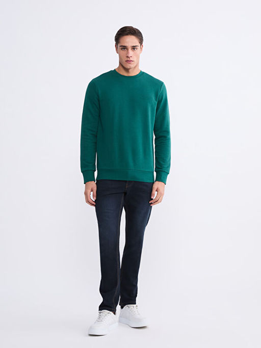 Bisiklet Yaka Bask?l? Erkek Sweatshirt