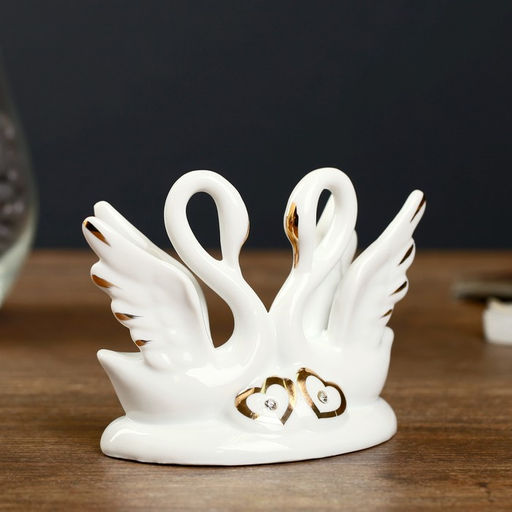Фигурка под фарфор «2 лебедя изящество», стразы, 10×5×9 см
