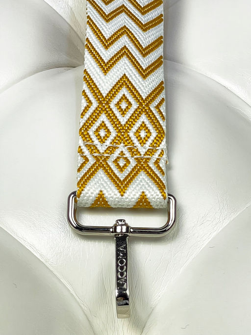 LACCOMA ремень 1000-ромб-3,8-белый/рыжий полиэстр