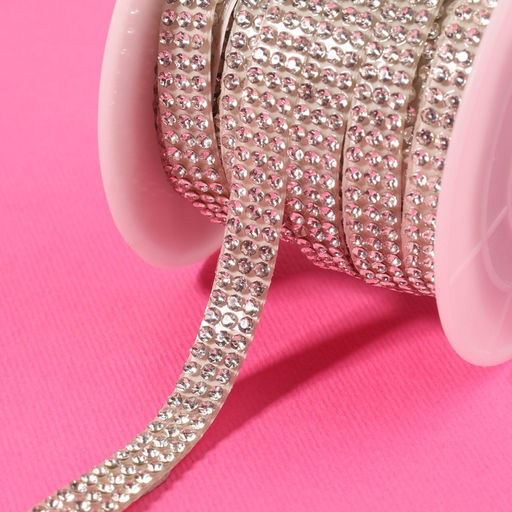 Стразы самоклеящиеся, d=2×7 мм, 4.5±0.5 м, цвет серебряный