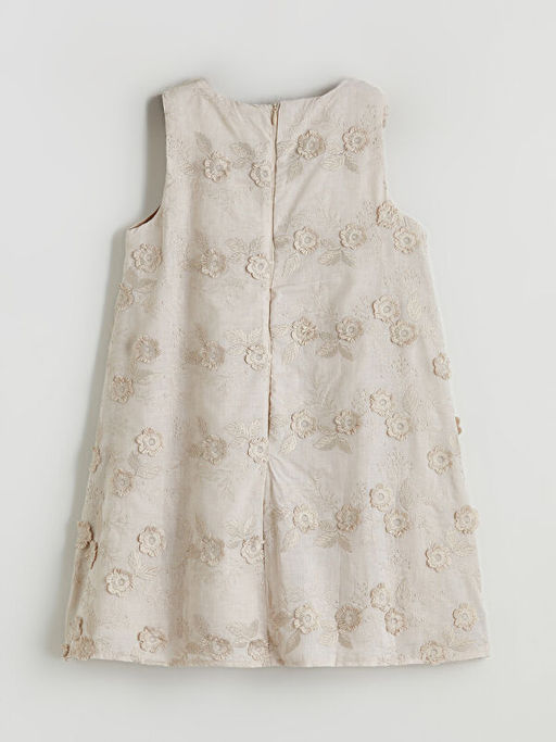 Bisiklet Yaka ?i?ek Nak??l? K?z ?ocuk Elbise