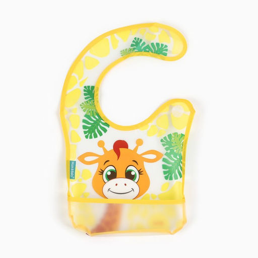 Нагрудник для кормления M&B «Жирафик Лило» непромокаемый на липучке, с карманом