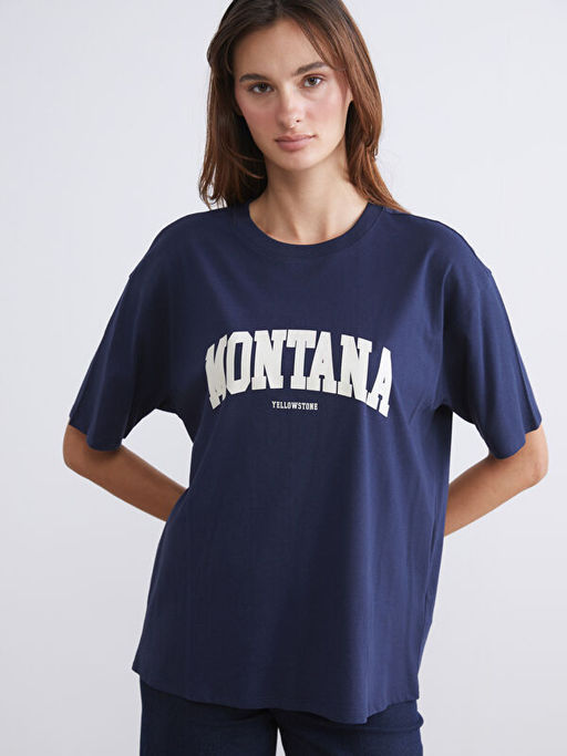 Montana Bask?l? Oversize Kad?n Ti??rt