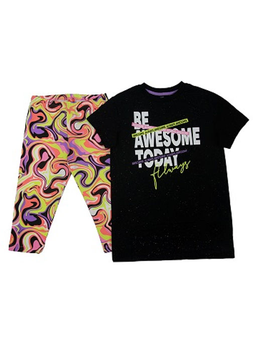 CRB wear/CSJG 90104-22-322 Комплект для девочки (платье типа туника, бриджи),черный/Ex.Cherubino  фото 3