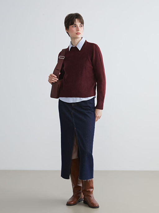 Bisiklet Yaka Kad?n Triko Kazak