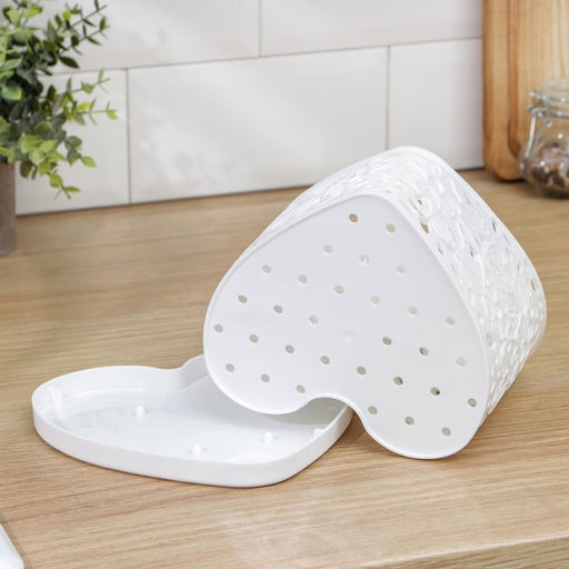 Подставка под столовые приборы Альтернатива Сердце, 17?18.5?15.5 см, пластик, белая