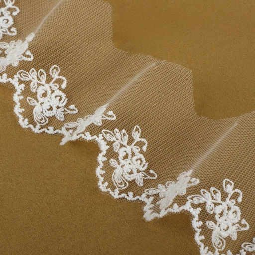 Кружево на сетке, 65 мм, 9±0.5 м, белое