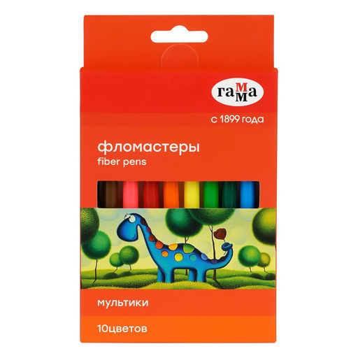 Фломастеры ГАММА "Мультики" 10цв. (120822_10) смываемые, карт.уп.