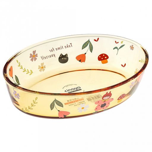 Машины мечты Форма стеклянная для запекания 1,5л, 25,8х18,3см h6см, овальная, боросиликатное стекло, с деколью, цвет - медовый (Китай) - Домашняя мода фото 2