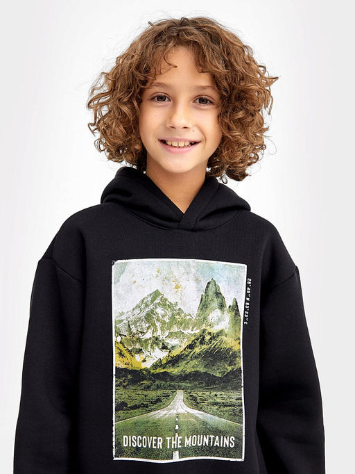 Худи для мальчиков черное с печатью - Mark formelle фото 4