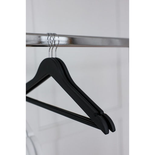 Плечики - вешалки для одежды LaDо́m Soft-Touch, 44.5×1.2×23 см, 3 шт., деревянные, с перекладиной, чёрные