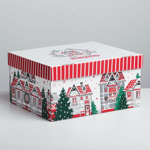 Коробка подарочная новогодняя складная Sweet home, 31.2×25.6×16.1 см, Новый год