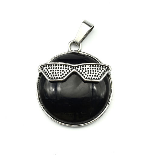 Подвеска Смайл 27мм с агатом черным