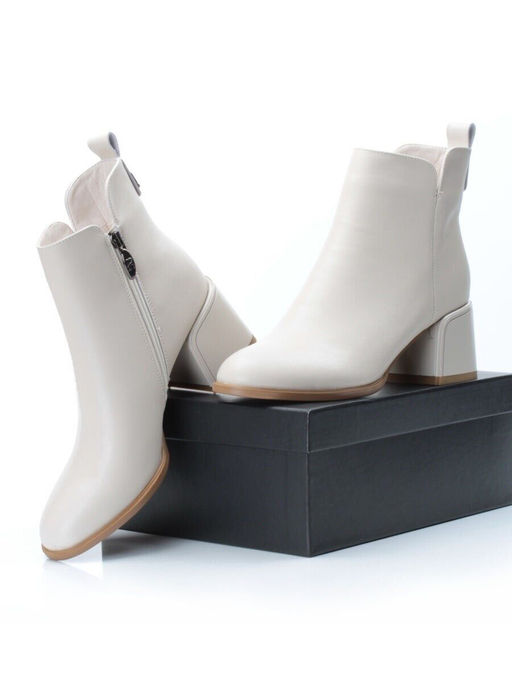 01-PCM341-2 BEIGE Ботинки демисезонные женские (натуральная кожа, байка)