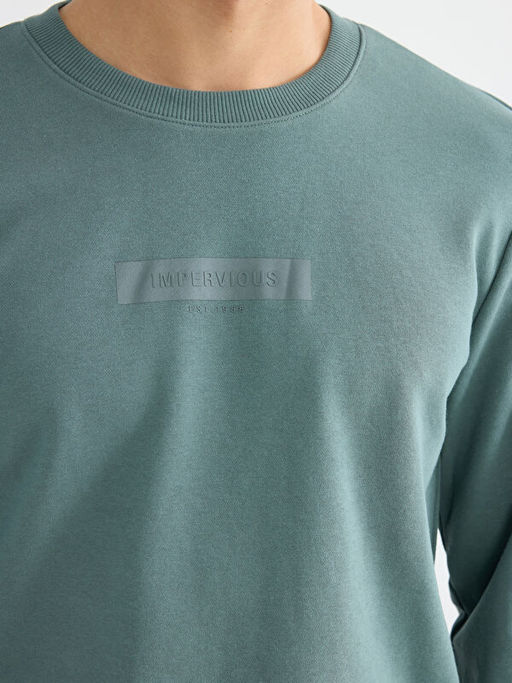 Bisiklet Yaka Bask?l? Erkek Sweatshirt