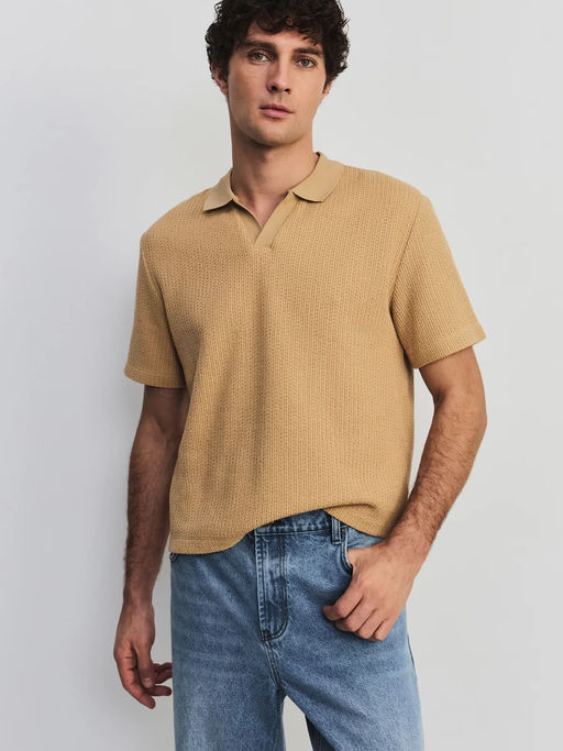 Футболка поло из фактурного хлопка / Zarina  фото 7