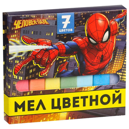 Мелки цветные школьные 7шт Человек-паук, прямоугольные - Marvel фото 3