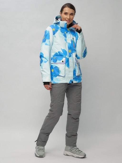 Горнолыжный костюм женский голубого цвета 020231Gl