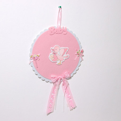 Украшение на гендер пати «Подвеска Аист с девочкой», 27×27×46 см, розовое