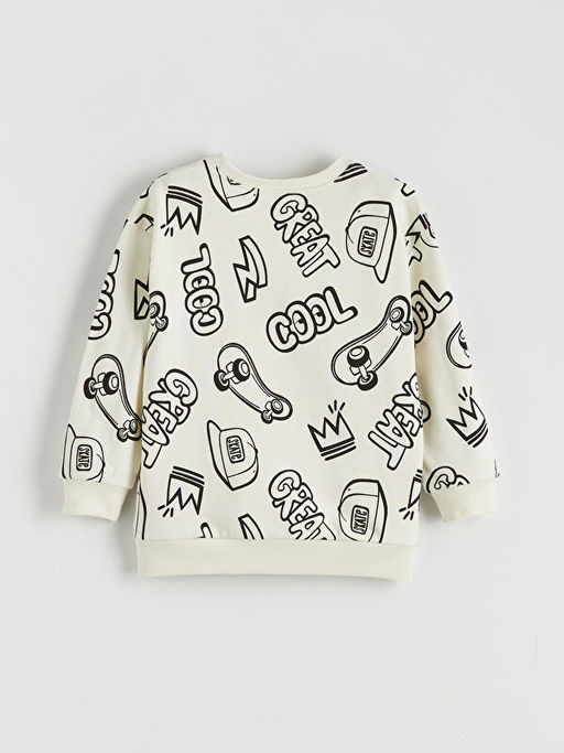 Bask?l? Erkek ?ocuk Kal?n Sweatshirt