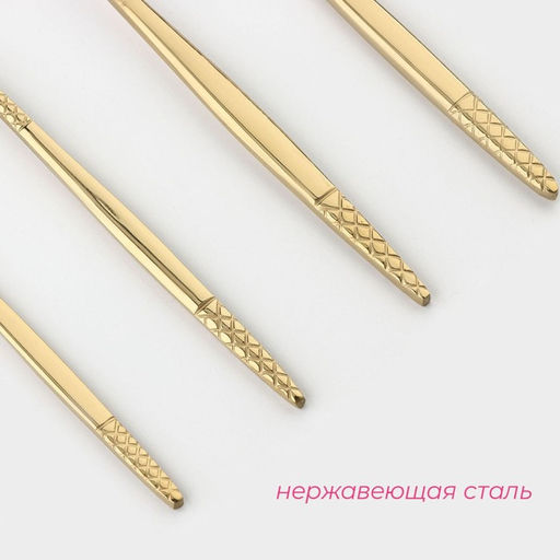 Набор столовых приборов Доляна Античность, 4 предмета, нержавеющая сталь, золотистый фото 2