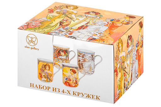 Набор 4 кружек 350 мл 10,8*7,5*10,5 см Времена года, NEW BONE CHINA - Elan gallery фото 15