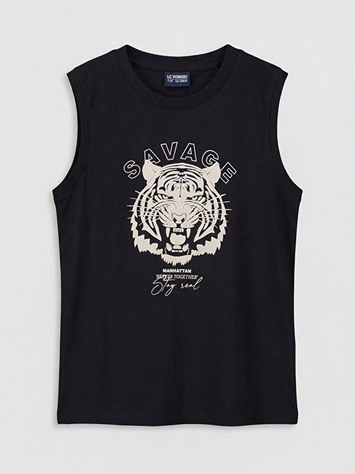 Bisiklet Yaka Bask?l? Erkek ?ocuk Atlet