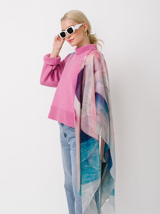 Большой, мягкий, тонкий и очень нежный двусторонний палантин с рисунком в стиле арт-деко - Tantino фото 4