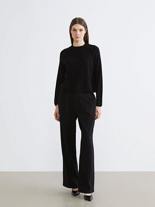 Bisiklet Yaka Kendinden Desenli Kad?n Triko Kazak