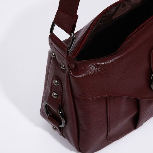 Сумка-мешок на молнии цвет бордовый - Simaland фото 6