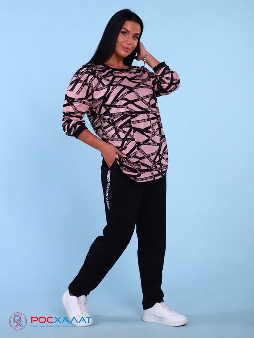 Трикотажный костюм с брюками пудрово-розовый К-60 (4)