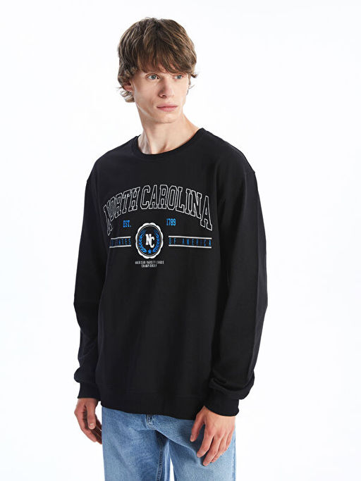 Bisiklet Yaka Uzun Kollu Erkek Sweatshirt