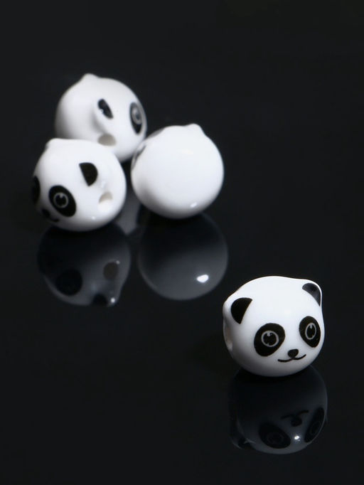 Бусина керамическая Панда, 1.2?1.2?1.2 см, (набор 4 шт.), бело-чёрная