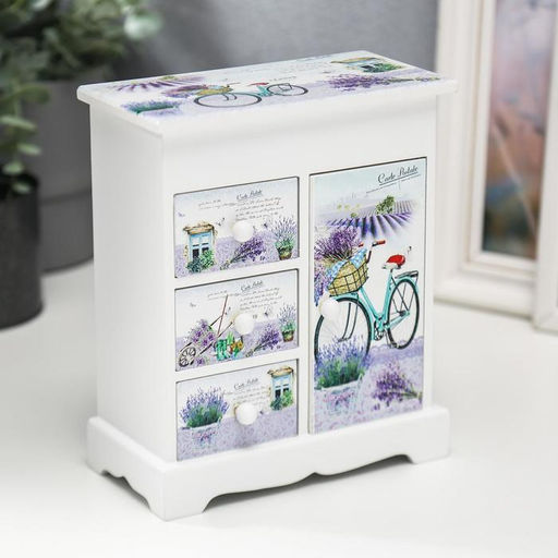 Шкатулка дерево комод 3 ящика+дверка Розы. Винтаж 18,8х16,1х8,2 см - Simaland фото 12