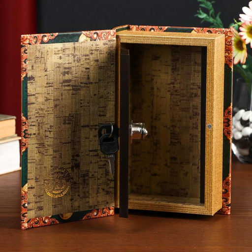 Шкатулка книга-сейф «Секрет богатства», дерево, искусственная кожа, 21×13×5 см