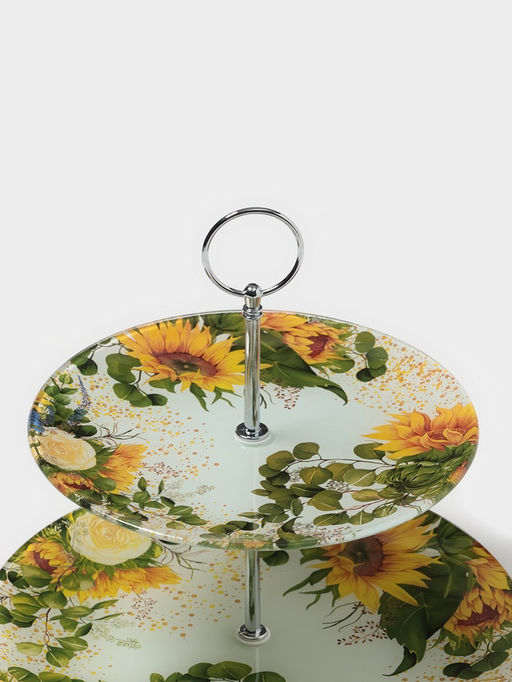 Фруктовница Доляна Подсолнухи, d=20/25 см, h=24 см, стекло, рисунок  фото 2