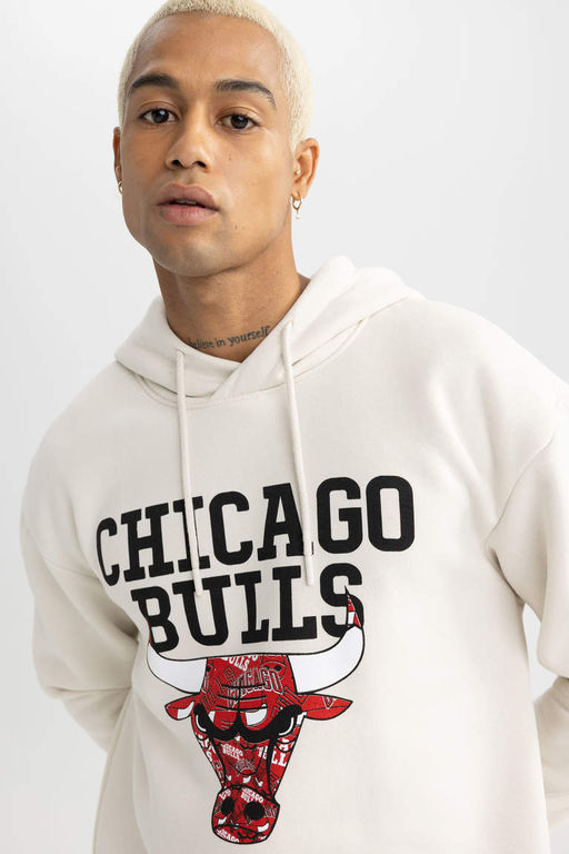 DeFactoFit Толстовка свободного покроя с капюшоном NBA Chicago Bulls  фото 4