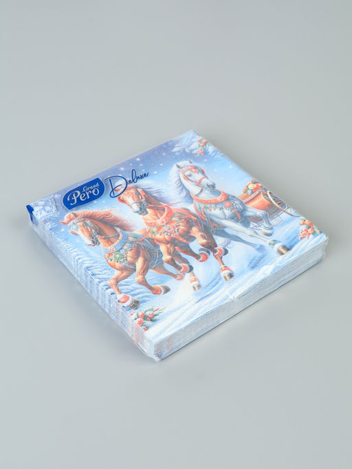Цена за 2 шт. Салфетки бумажные трёхслойные «Зимняя тройка», 33х33, 20 шт