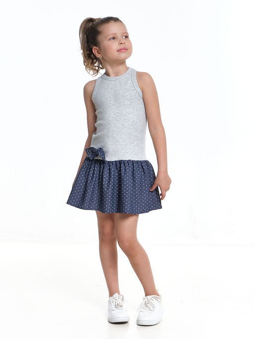 Платье комбинированное 22-7183 серый/джинс - Mini maxi фото 12