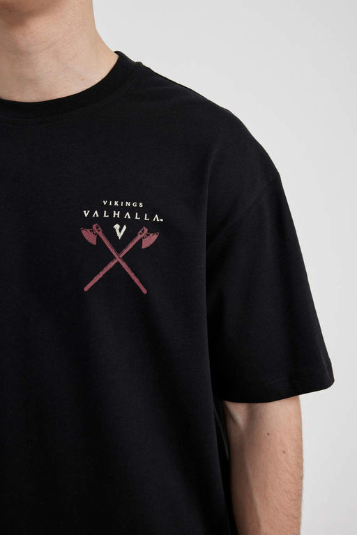 Футболка Vikings Valhalla Comfort Fit с круглым вырезом и короткими рукавами - Defacto фото 5