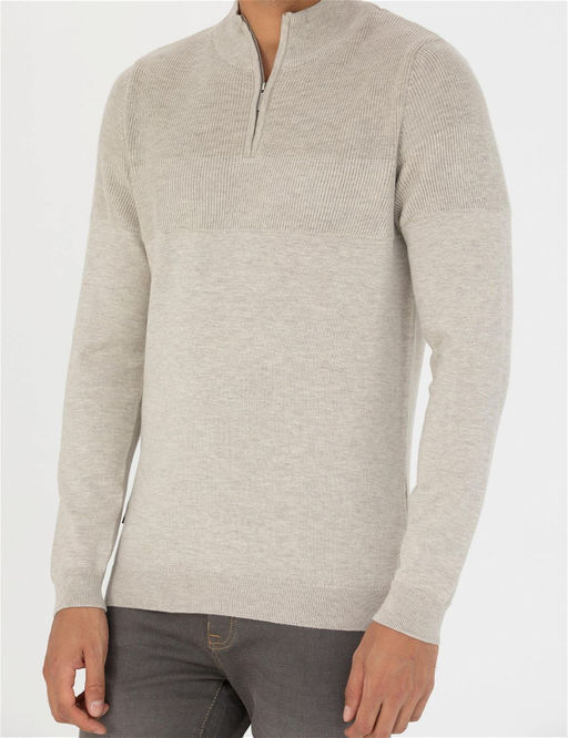 Kum Melanj Slim Fit Fermuarl_ Dik Yaka Triko Kazak - Pierre cardin фото 6
